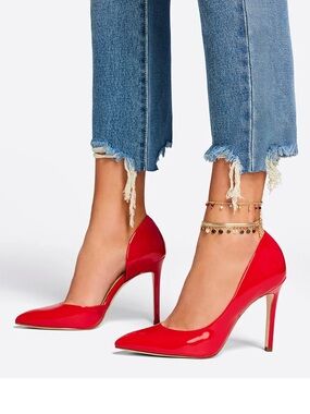 BCBG Red Patent Pointed D'Orsay Stiletto Pump Sz 9.5M